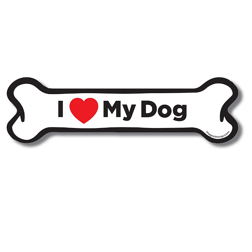 Magnet Me Up I Love My Dog Bone Magnet Decal, 2x7 Inches, Heavy Duty Automotive Magnet for Car truck SUV Image