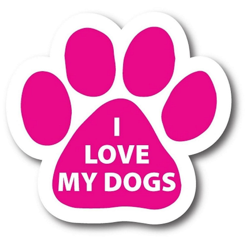 Magnet Me Up I Love My Dogs Pink Pawprint Magnet Decal, 5 Inch, Heavy Duty Automotive Magnet for Car Truck SUV Image