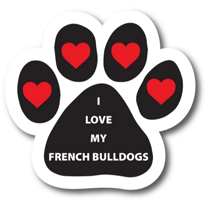 Magnet Me Up I Love My French Bulldogs Pawprint Magnet Decal, 5 Inch, Heavy Duty Automotive Magnet for Car Truck SUV Image