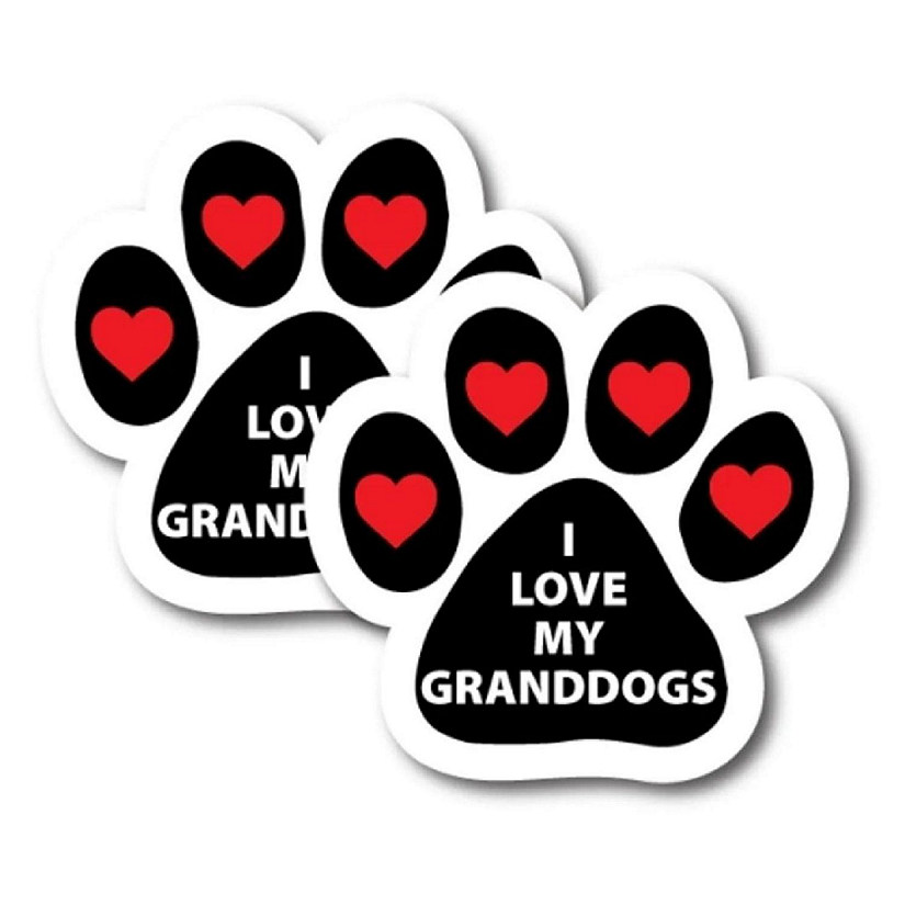 Magnet Me Up I Love my Grandogs Pawprint Magnet Decal, 2 Pack, 5 Inch, Heavy Duty Automotive Magnet for Car Truck SUV Image