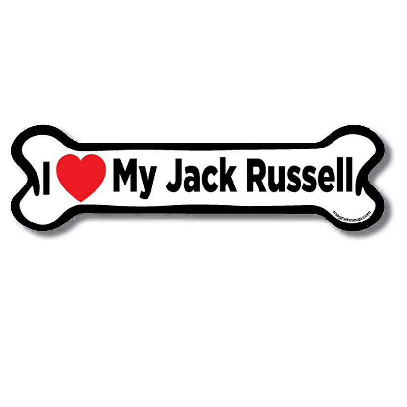 Magnet Me Up I Love My Jack Russell Dog Bone Magnet Decal, 2x7 Inches, Heavy Duty Automotive Magnet for Car Truck SUV Image