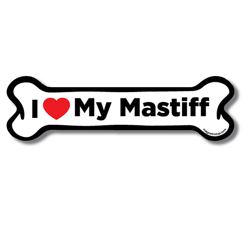 Magnet Me Up I Love My Mastiff Dog Bone Magnet Decal, 2x7 Inches, Heavy Duty Automotive Magnet for Car Truck SUV Image