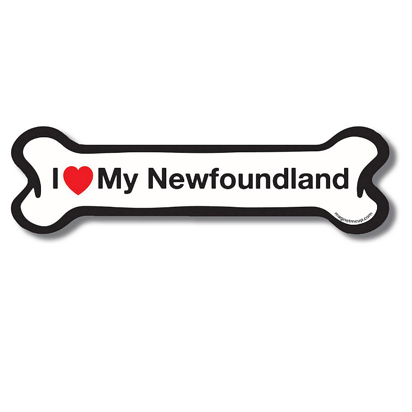 Magnet Me Up I Love My Newfoundland Dog Bone Magnet Decal, 2x7 Inches, Heavy Duty Automotive Magnet for Car Truck SUV Image
