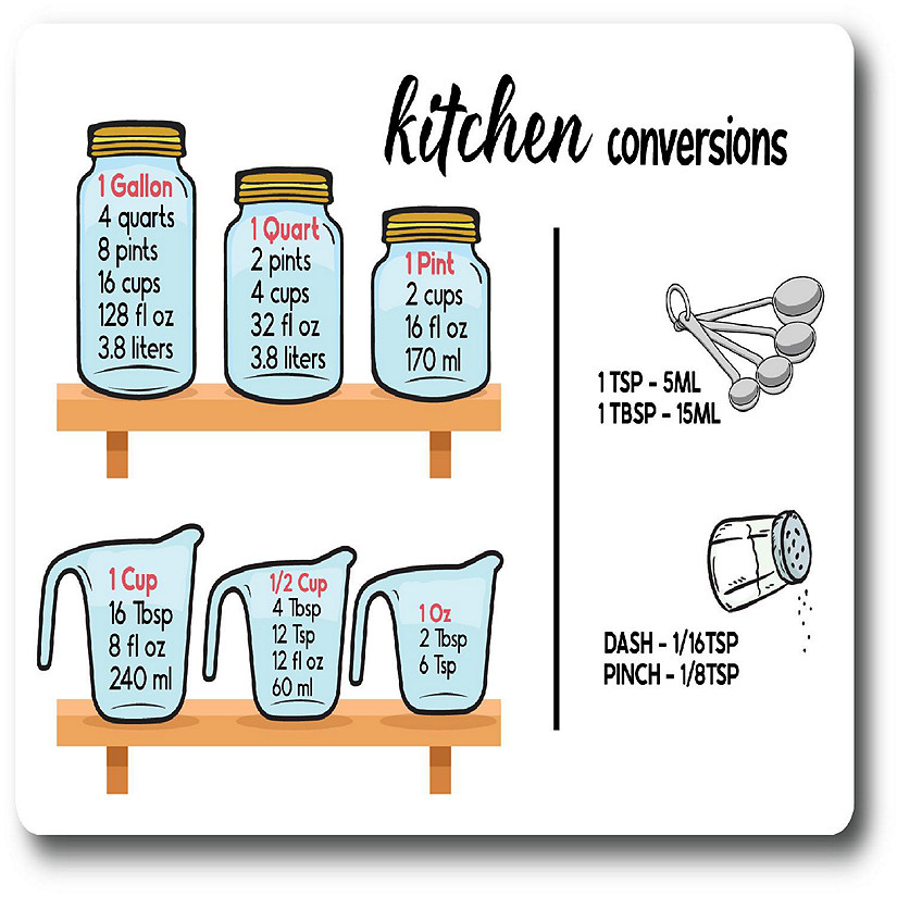 Magnet Me Up Kitchen Conversion Chart, 4x6 Magnet Decal, Cute Baking Gift and Measurement Recipe Accessory,for Refrigerator, Dishwasher or Any Magnetic Surface Image