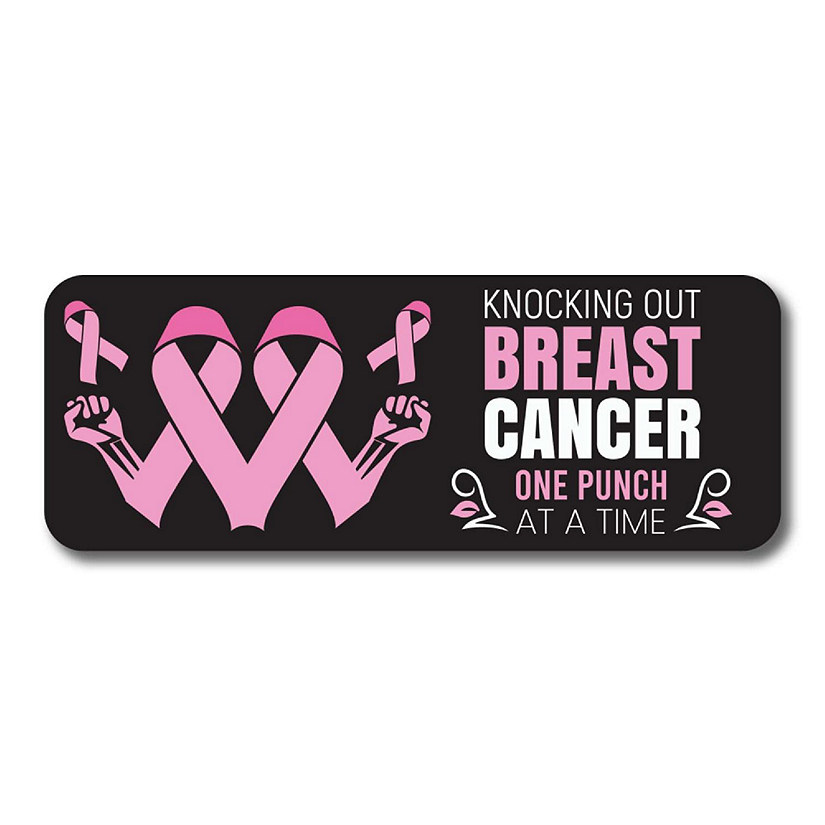 Magnet Me Up knocking Out Breast Cancer Awareness Magnet Decal, 3x8 Inches, Heavy Duty Automotive Magnet For Car Truck SUV Or Any Other Magnetic Surface Image