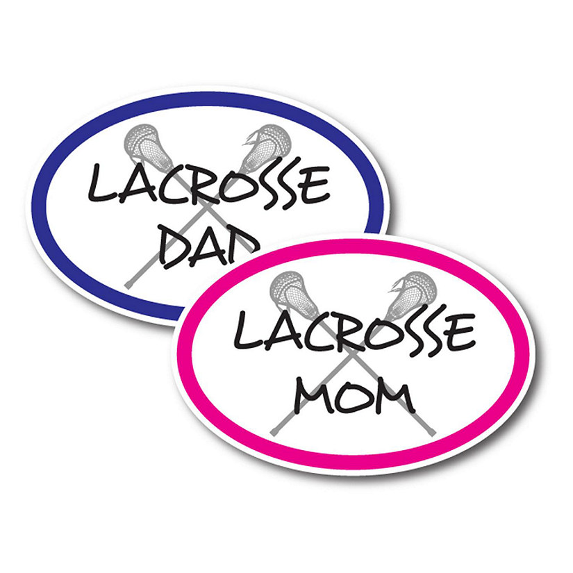 Magnet Me Up Lacrosse Mom and Lacrosse Dad Combo Pack Oval Magnet Decal, 4x6 Inches, Heavy Duty Automotive Magnet for Car Truck SUV Image