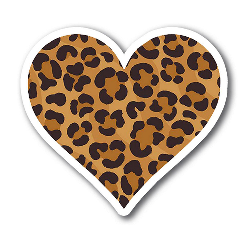 Magnet Me Up Leopard Print Heart Magnet Decal, 5 Inches, Heavy Duty Automotive Magnet For Car Truck SUV Or Any Other Magnetic Surface Image