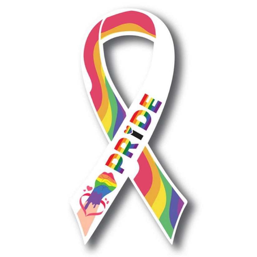 Magnet Me Up LGBTQ Gay Pride Ribbon in Support of LGBTQ Rights Magnet Decal, 3.5x7 Inches, Waterproof for Car, Truck, SUV or Any Other Magnetic Surfaces Image