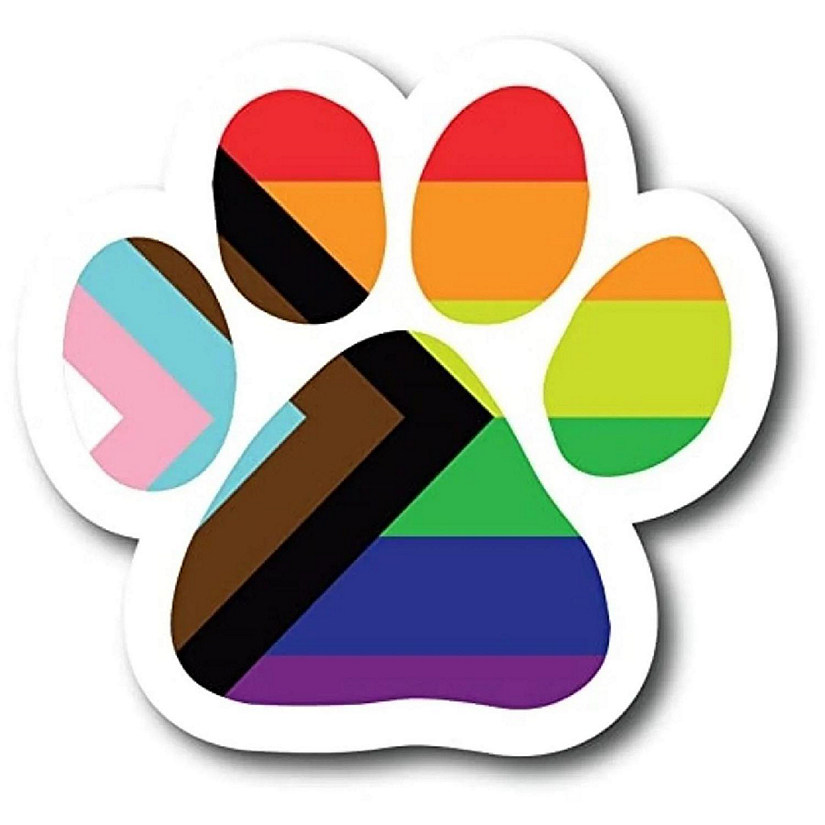 Magnet Me Up LGBTQ Progress Pride Pawprint Magnet Decal, 5 Inch, Heavy Duty Automotive Magnet for Car Truck SUV Image