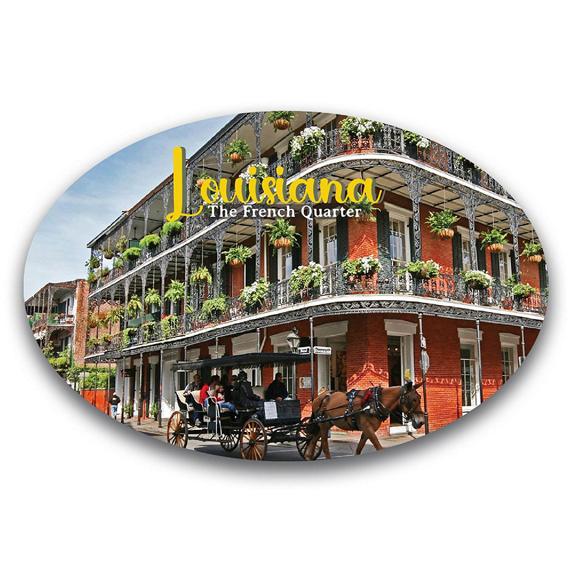 Magnet Me Up Louisiana New Orleans French Quarter Oval Magnet Decal, 4x6 Inch, Heavy Duty Automotive Magnet for Car, Truck or SUV, For Mardi Gras Enthusiast Image