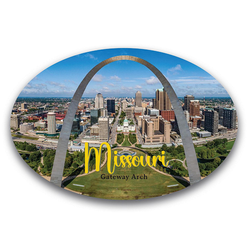 Magnet Me Up Missouri Gateway Arch St. Louis Scenic Oval Magnet Decal, 4x6 inch, Automotive Magnet for Car, Truck, SUV, Great for Gift or Souvenir Image