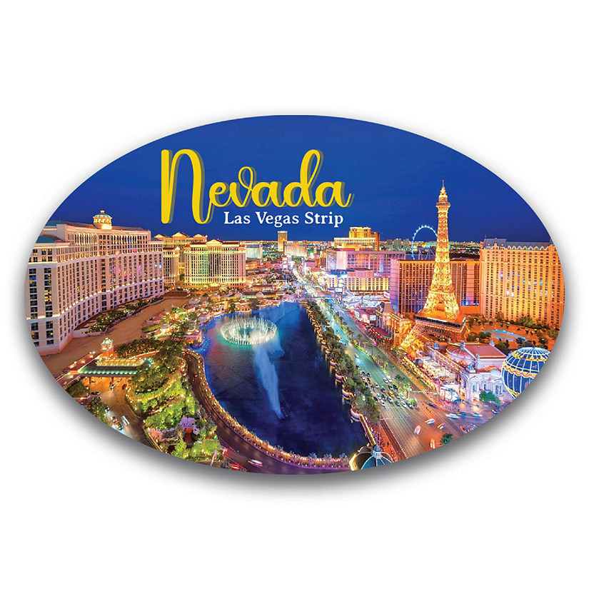 Magnet Me Up Nevada Las Vegas Strip State Scenic Oval Magnet Decal, 4x6 inch, Automotive Magnet for Car, Great Gift or Souvenir for Casino Enthusiasts Image