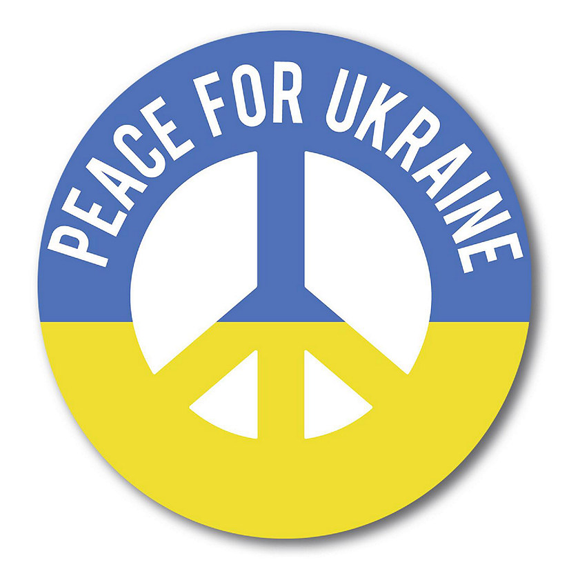 Magnet Me Up Peace For Ukraine Option B Magnet Decal, 5 Inch Round, Heavy Duty Automotive Magnet for Car Truck SUV Image