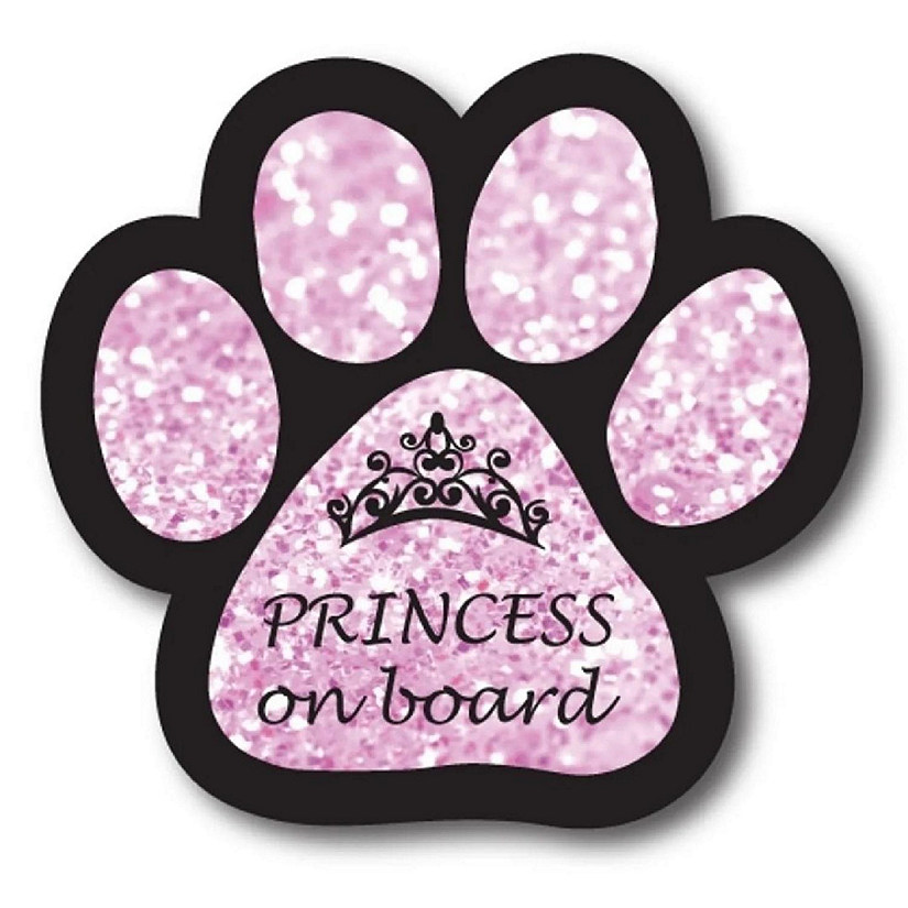Magnet Me Up Princess on Board Pink Sparkly Pawprint Magnet Decal, 5 Inch, Heavy Duty Automotive Magnet for Car Truck SUV Image