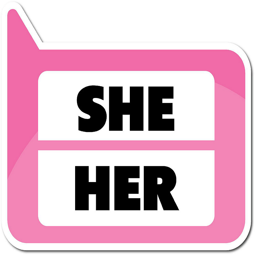 Magnet Me Up Pronoun She Her Magnet Decal, 4x5 inch, Automotive Magnet for Car, Truck, SUV Or Any Magnetic Surface, In Support of Transgender Image