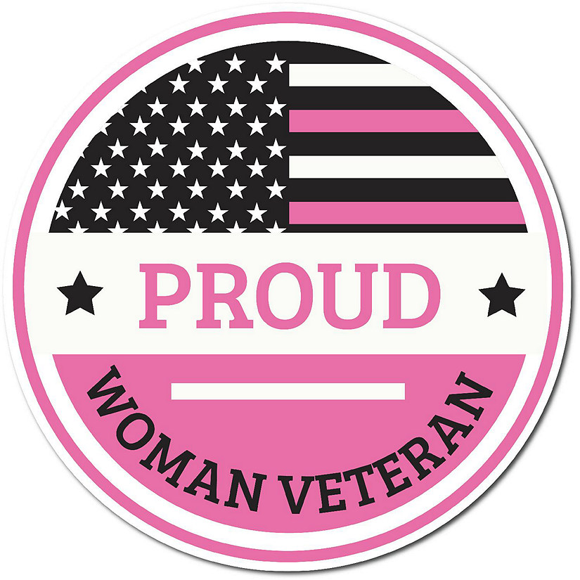 Magnet Me Up Proud Woman Veteran Military Pink Magnet Decal, 5 In, Perfect for Car, Truck, SUV Or Any Magnetic Surface, Gift, Support Women Veterans Image