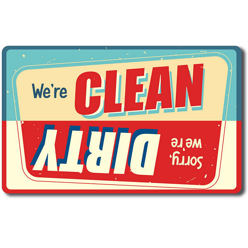 Magnet Me Up Retro Sorry We're Dirty or We're Clean Dishwasher Indicator Magnet Decal, 6x4 Inch, Heavy Duty Waterproof Kitchen Safe Magnet, Red and Blue Image