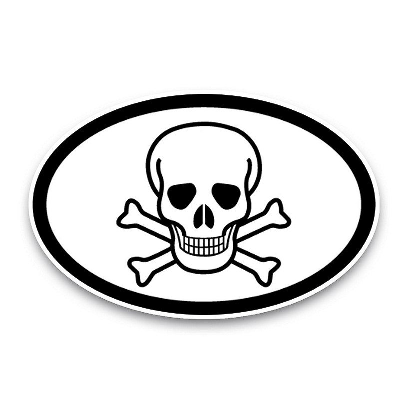Magnet Me Up Skull and Crossbones Oval Magnet Decal, 4x6 Inches, Heavy Duty Automotive Magnet for Car Truck SUV Image