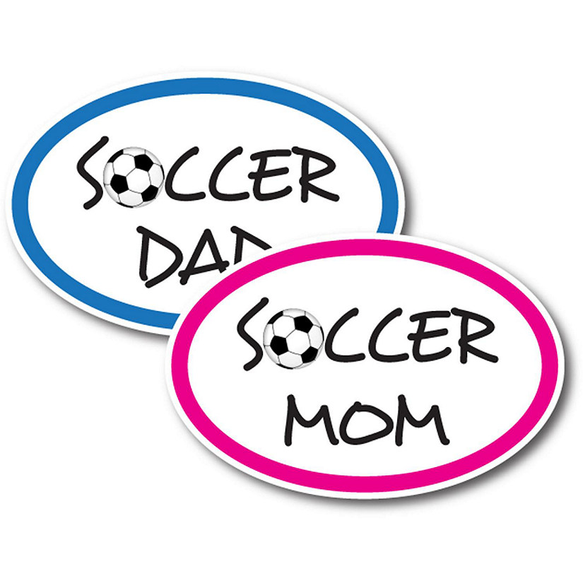 Magnet Me Up Soccer Mom and Soccer Dad Combo Pack Oval Magnet Decal, 4x6 Inches, Heavy Duty Automotive Magnet for Car Truck SUV Image