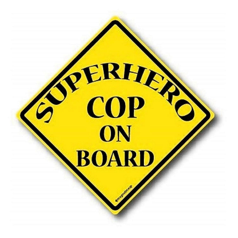 Magnet Me Up SuperHero Cop On Board Magnet Decal, 5x5 Inches, Heavy Duty Automotive Magnet for Car Truck SUV Image