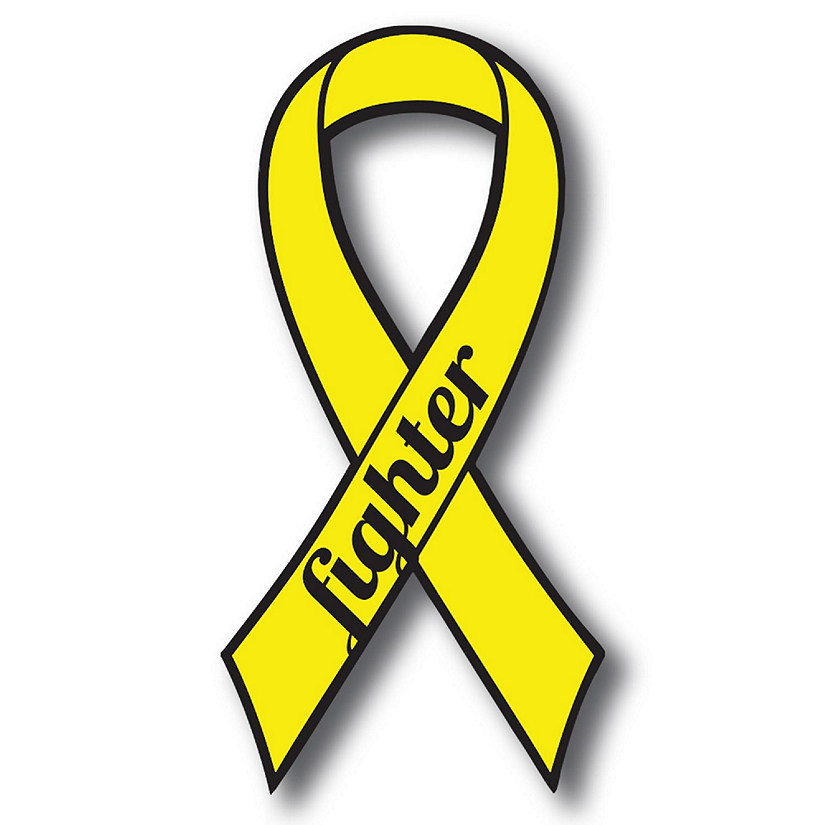 Magnet Me Up Support Bladder Cancer Fighter Yellow Ribbon Magnet Decal, 3.5x7 Inches, Heavy Duty Automotive Magnet for Car Truck SUV Image