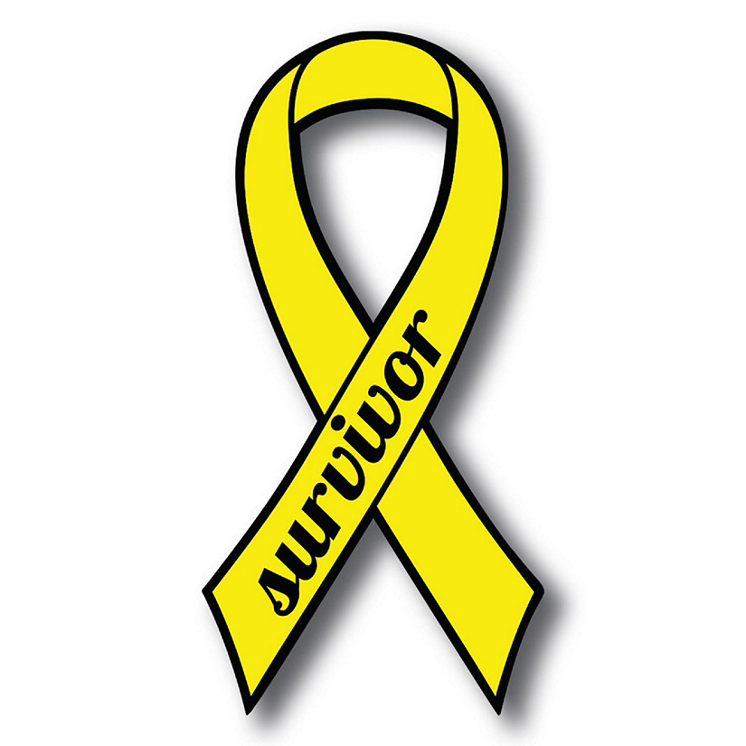 Magnet Me Up Support Bladder Cancer Survivor Yellow Ribbon Magnet Decal, 3.5x7 Inches, Heavy Duty Automotive Magnet for Car Truck SUV Image