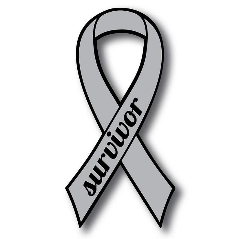 Magnet Me Up Support Brain Cancer Survivor Grey Ribbon Magnet, 3.5x7 Inches, Heavy Duty Automotive Magnet for Car Truck SUV Image