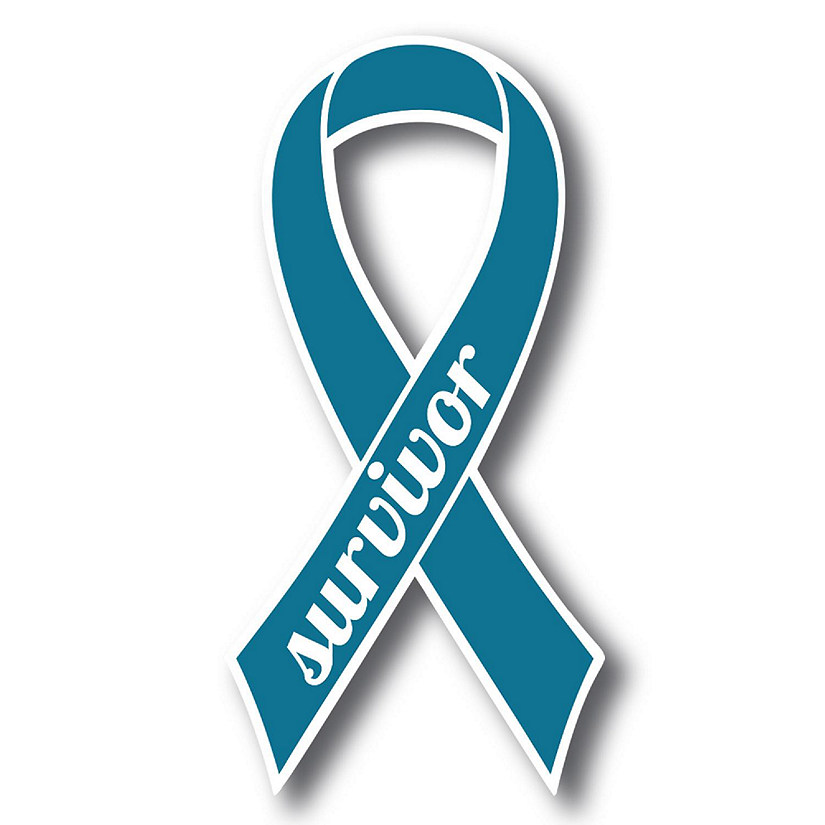 Magnet Me Up Support Cervical and Ovarian Cancer Survivor Teal Ribbon Magnet Decal, 3.5x7 Inches, Heavy Duty Automotive Magnet for Car Truck SUV Image