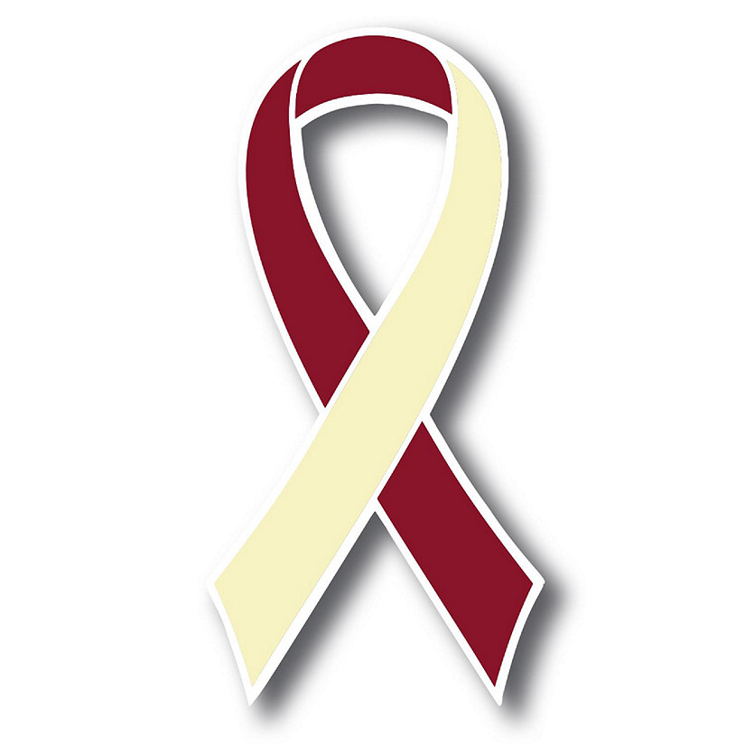 Magnet Me Up Support Head and Neck Cancer Awareness Burgundy and Ivory Ribbon Magnet Decal, 3.5x7 Inches, Heavy Duty Automotive Magnet for Car Truck SUV Image