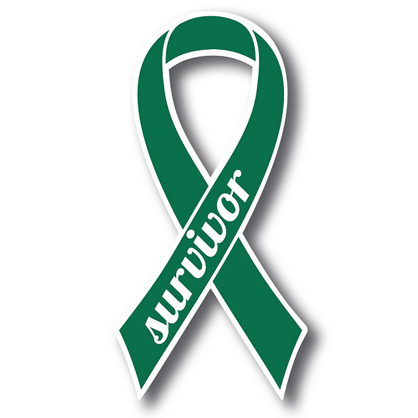 Magnet Me Up Support Liver Cancer Survivor Green Ribbon Magnet Decal, 3.5x7 Inches, Heavy Duty Automotive Magnet for Car Truck SUV Image
