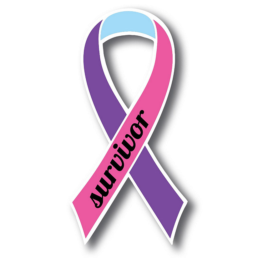 Magnet Me Up Support Thyroid Cancer Survivor Blue, Pink, and Teal Ribbon Magnet Decal, 3.5x7 Inches, Heavy Duty Automotive Magnet for Car Truck SUV Image