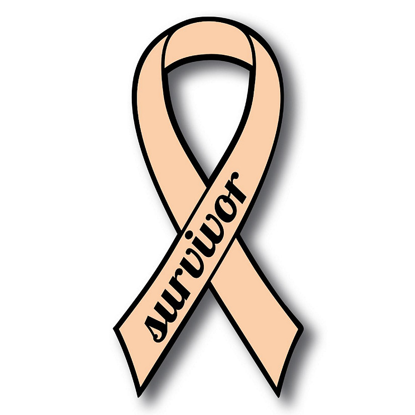 Magnet Me Up Support Uterine Cancer Survivor Peach Ribbon Magnet Decal, 3.5x7 Inches, Heavy Duty Automotive Magnet for Car Truck SUV Image