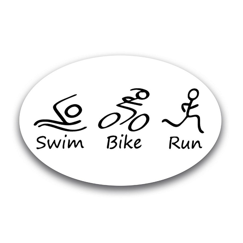 Magnet Me Up Swim Bike Run Black and White Oval Magnet Decal, 4x6 Inches, Heavy Duty Automotive Magnet for Car Truck SUV Image