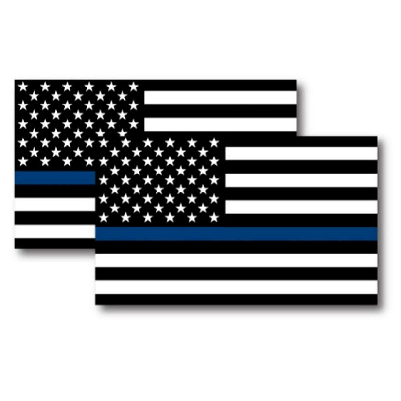 Magnet Me Up Thin Blue Line American Flag Magnet Decal, 3x5 inches, 2 Pack, Automotive Magnet for Car Truck SUV, in Support of Law Enforcement Officers Image