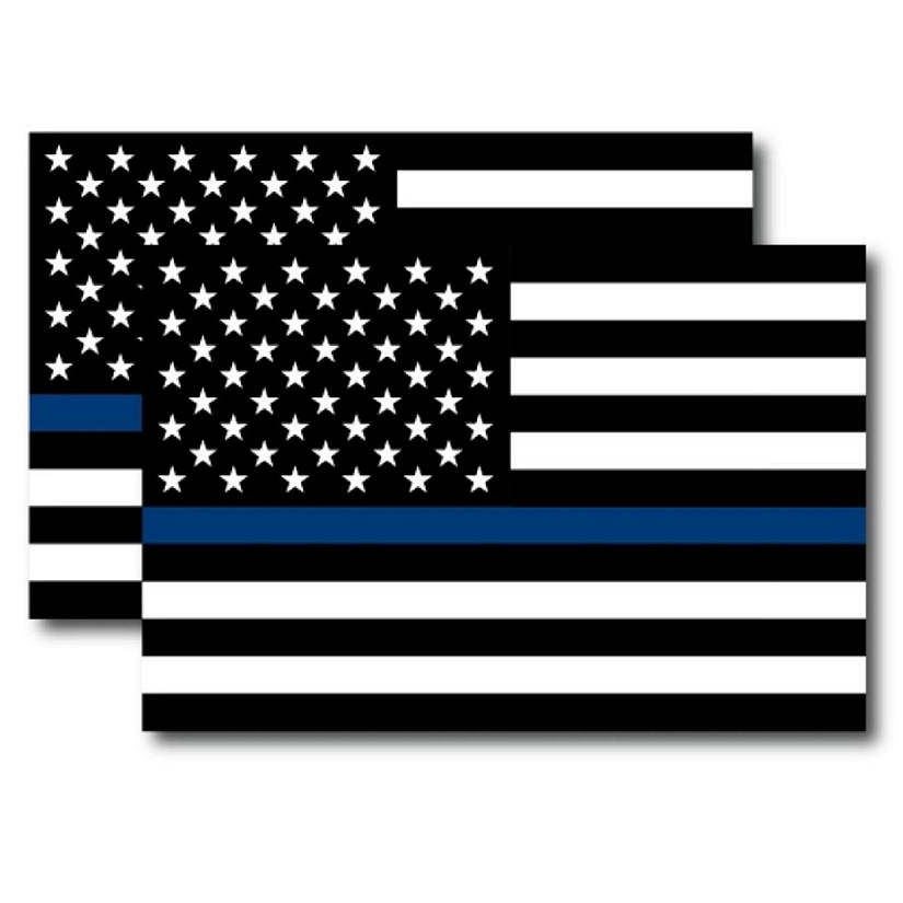 Magnet Me Up Thin Blue Line Magnet, 4x6 inches, 2 Pack, Black and Blue, Automotive Magnet for Car Truck SUV, in Support of Police and Law Enforcement Officers Image