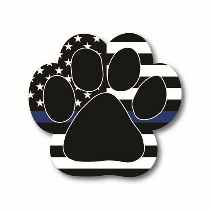 Magnet Me Up Thin Blue Line Pawprint Magnet Decal, 5 inch, Heavy Duty Automotive Magnet for Car Truck SUV Image