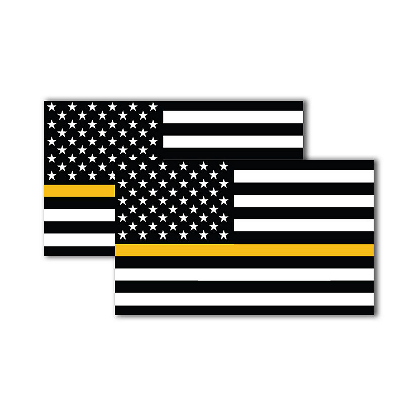 Magnet Me Up Thin Gold Line American Flag Magnet Decal, 3x5 In, 2 Pk, Automotive Magnet for Car Truck SUV, in Support of All Emergency Services Dispatchers Image