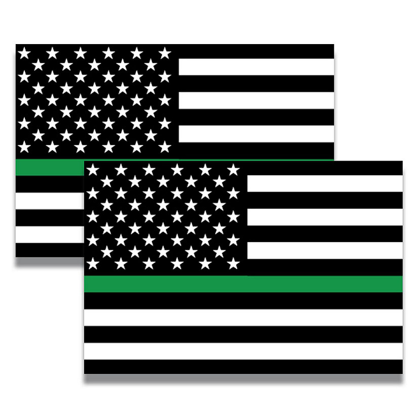 Magnet Me Up Thin Green Line American Flag Magnet Decal, 4x6 In, 2 PK, BLK/GRN/WHT  for Car Truck SUV, in Support of Feds, US Border Patrol Agents, and Rangers Image
