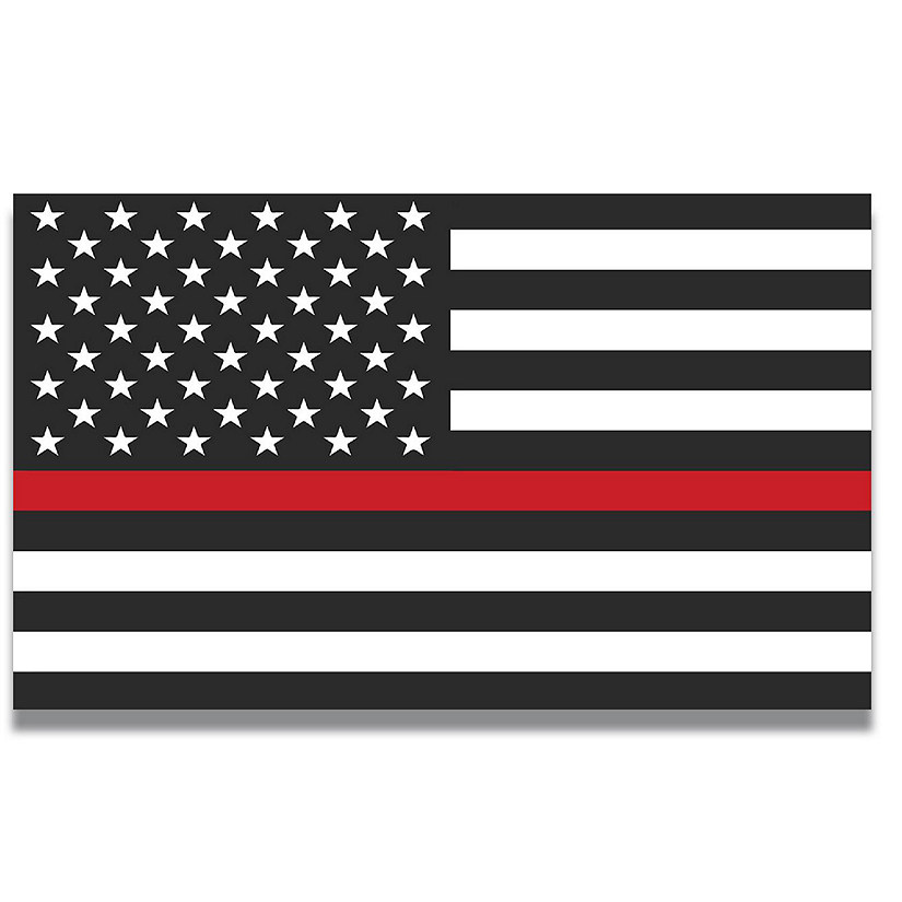 Magnet Me Up Thin Red Line American Flag Magnet Decal, 5x8 In, Black, Red, and White, for Car Truck SUV, in Support of Firefighters and Local Fire Departments Image