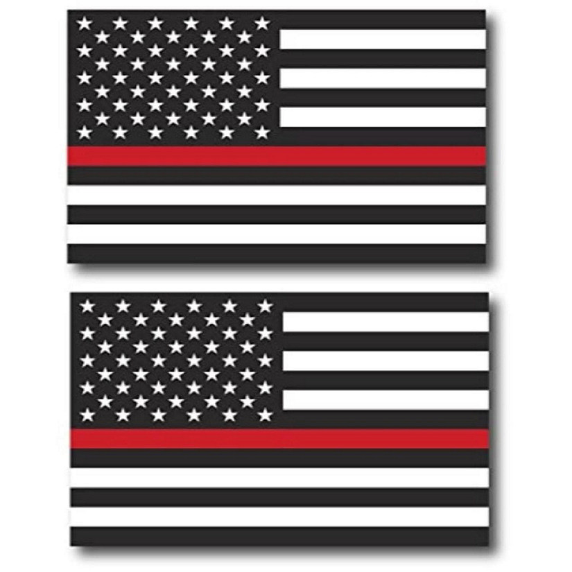 Magnet Me Up Thin Red Line Magnet Decal, 3x5 Inches, 2 Pk, Red, White, Black,  Automotive Magnet for Car Truck SUV, in Support of Local Fire Departments Image