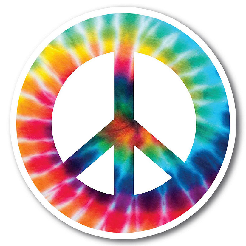 Magnet Me Up Tie Dye Peace Sign Magnet Decal, 5 Inch Round, Heavy Duty Automotive Magnet for Car Truck SUV Image