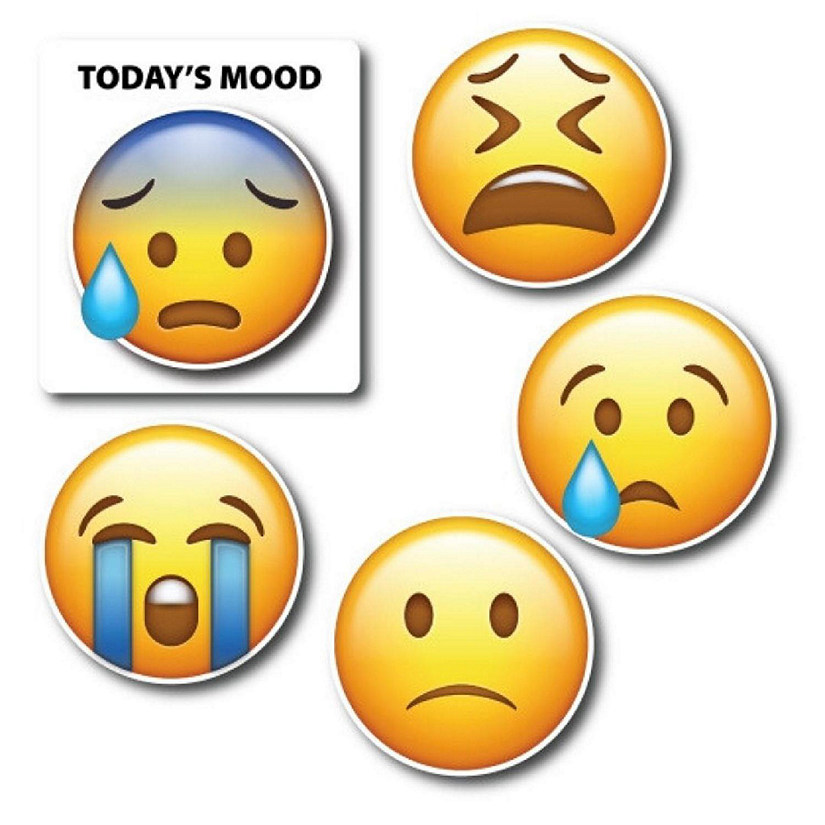 Magnet Me Up Today's Mood Sad Emoticon Magnet Variety Pack, One 3.5x4 Inch Mood Board and Five 3 Inch Mini Emoticons, Cute Decorative Magnet For Refrigerator Image