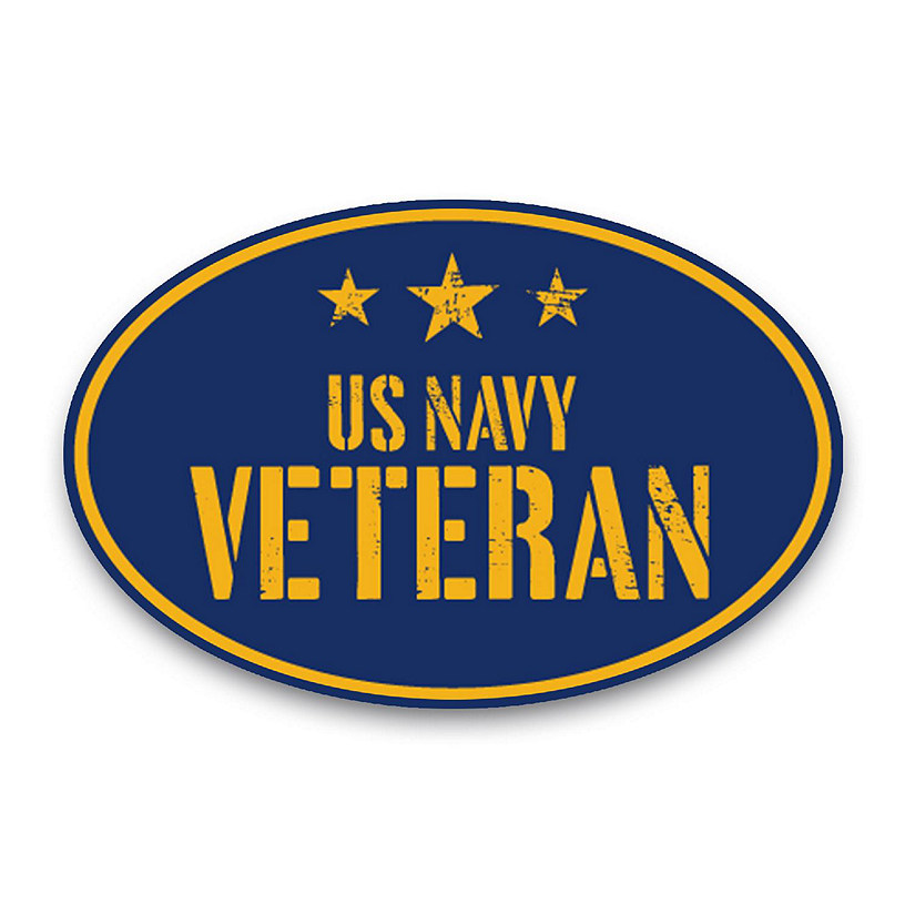 Magnet Me Up US Navy Veteran Blue Oval Magnet Decal, 4x6 Inches, Heavy Duty Automotive Magnet for Car Truck SUV Image