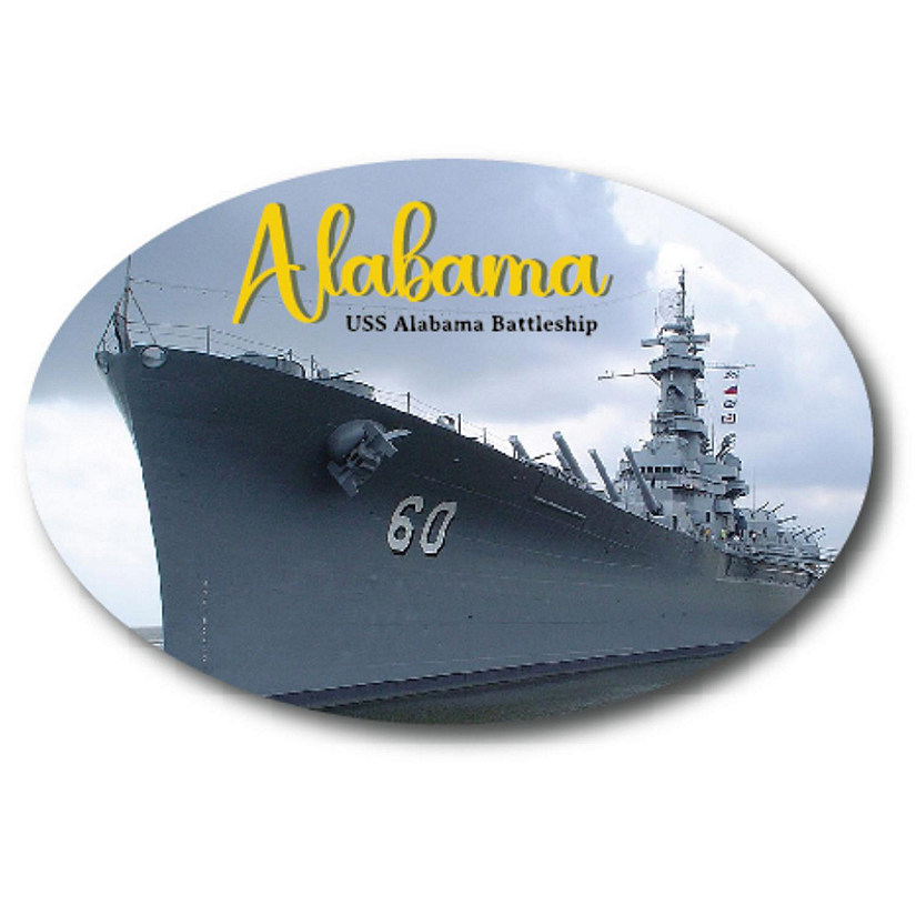 Me Up USS Alabama Battleship Scenic Oval Decal, 4x6