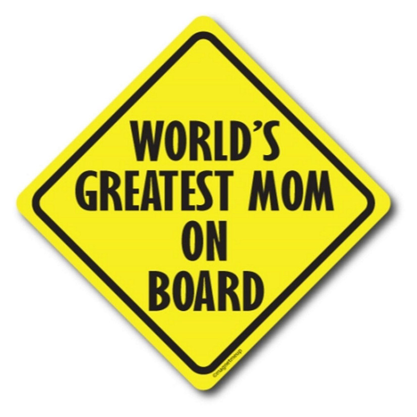 Magnet Me Up World's Greatest Mom on Board Magnet Decal, 5x5 Inches, Heavy Duty Automotive Magnet for Car Truck SUV Image