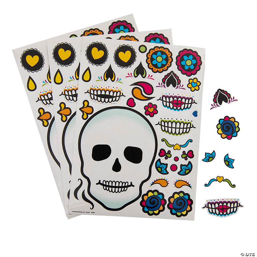 Make-A-Sugar Skull Sticker Sheets - 12 Pc. Image