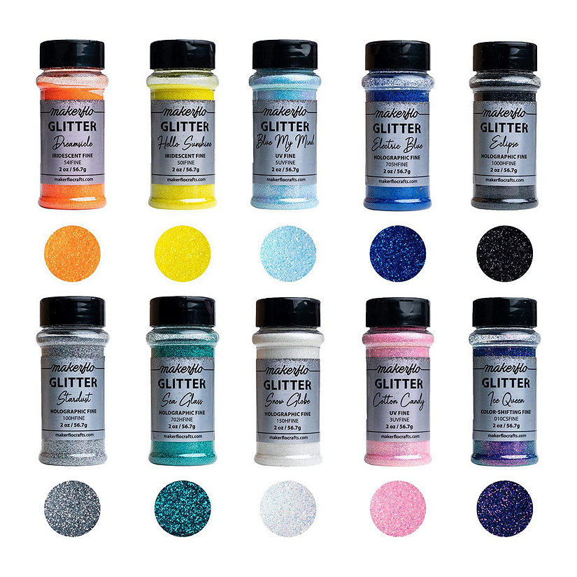 Makerflo Holographic Fine Glitter Variety Set Pack of 55, 20 oz each Image