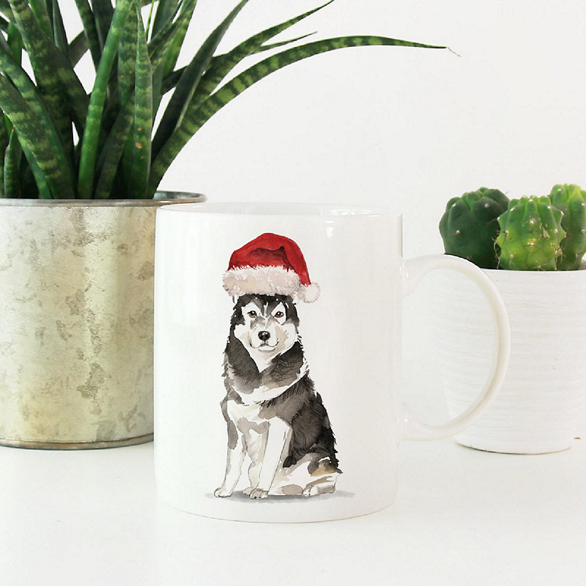 Malamute Santa Hat Ceramic Mug Image