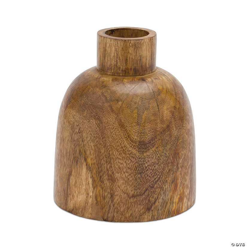 Mango Wood Bottle Vase (Set Of 2) 6.25"H Wood Image