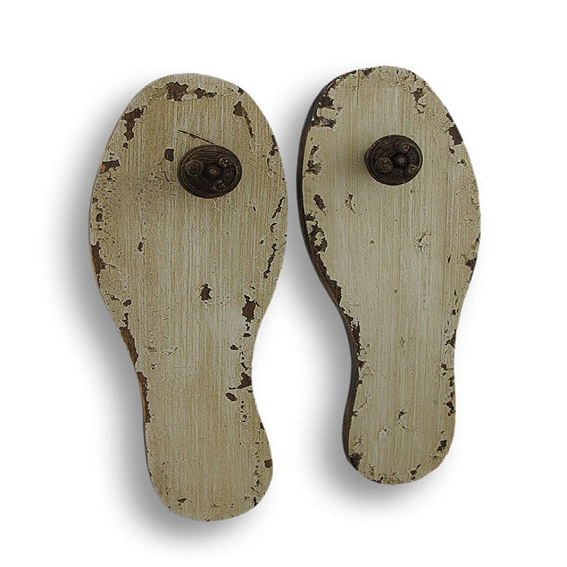 Manual Distressed Finish Antique White Wooden Shoe Sole Wall Pegs Image